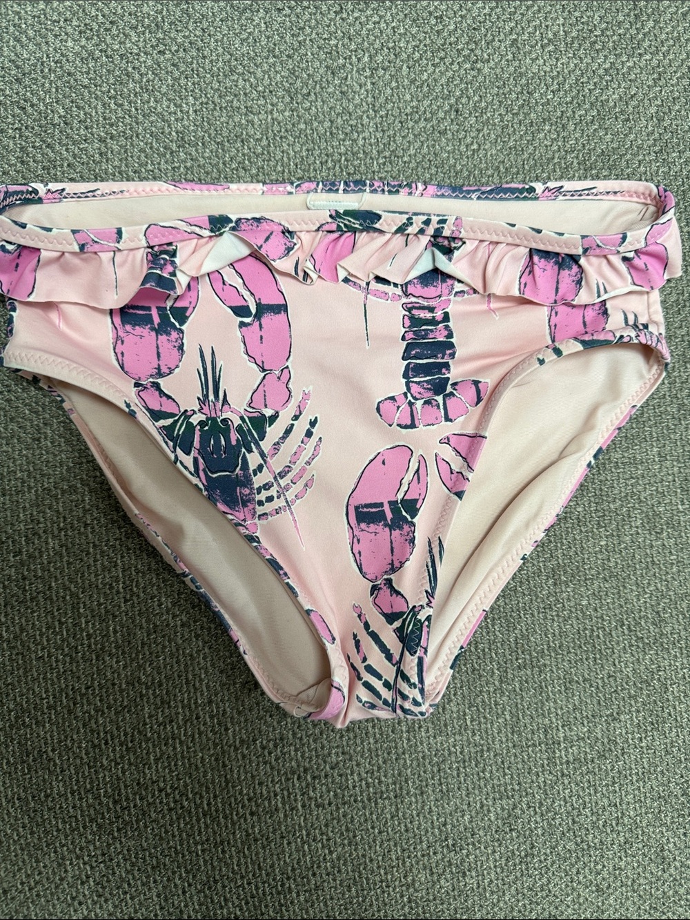 Vineyard Vines Pink Lobster Print Bikini Bottoms with Ruffle Trim